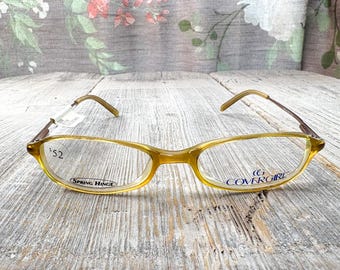 Vintage Oval Eyeglasses Frames: Yellow & Pink 90s Deadstock (50[]17/140)
