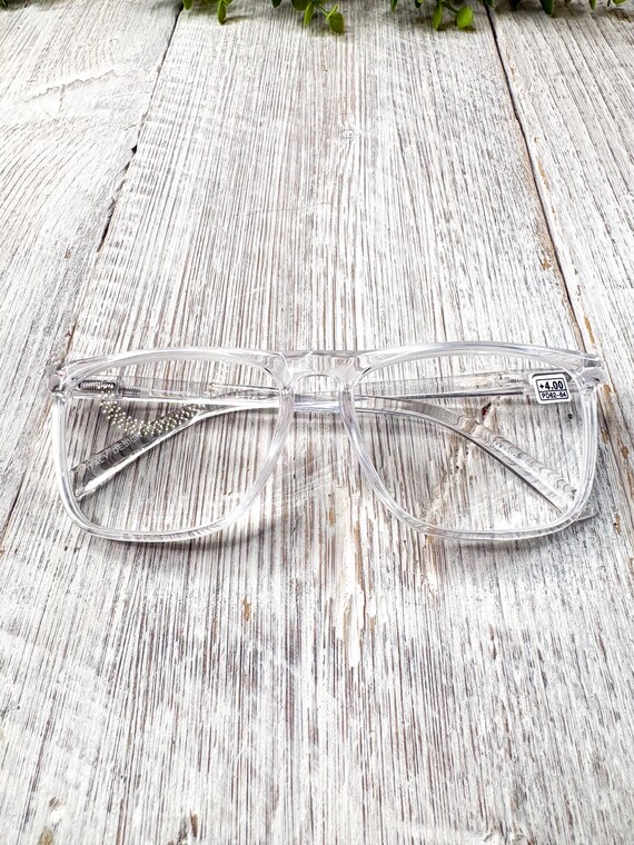 Clear Oversized Square Reading Glasses: Unisex Fa… - image 5
