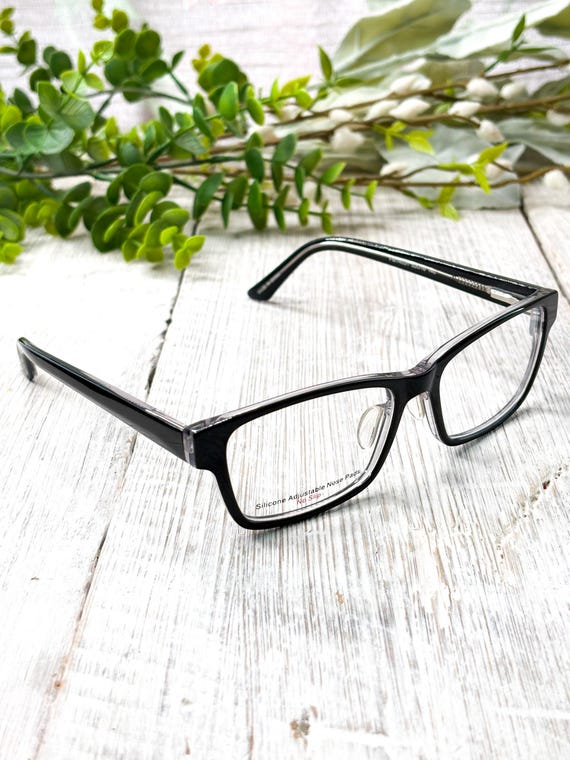 Black Rectangle Eyeglass Frames: Prescription Gla… - image 1