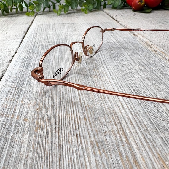 Vintage Copper Rectangle Eyeglass Frames: 90s Uni… - image 3