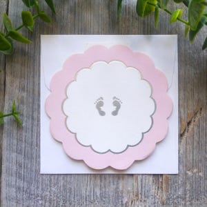 1x Karte 10 x 9 cm zur Geburt, Baby Fee Fußabdrücke, alte Karte zur Geburt, Geburtsanzeige, Geburtsanzeige