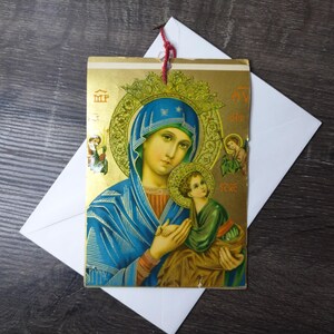 cartolina di natale vintage madre maria bambino gesù cattolico religione oro vittoriano religioso appeso cartolina vuota vintage nos cancelleria mamma/papà