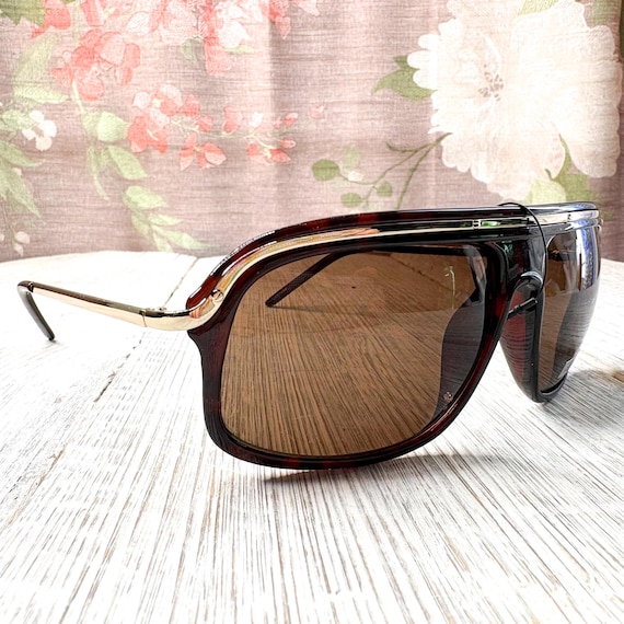 Square Aviator Sunglasses: Tortoise-Shell and Sil… - image 1