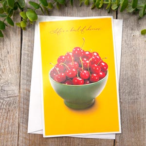 Tarjeta de felicitación vintage La vida es un bol de cerezas Gente agradable como tú Gracias Nos/Deadstock Para él/ella Pensamientos tiernos Papelería