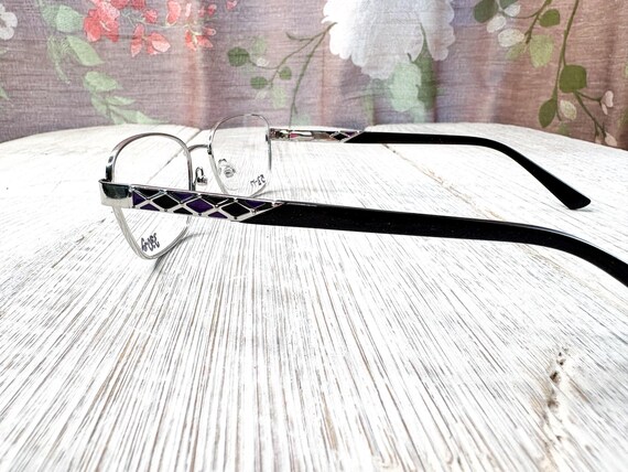 rectangular eyeglass frames only silver/black/pur… - image 3