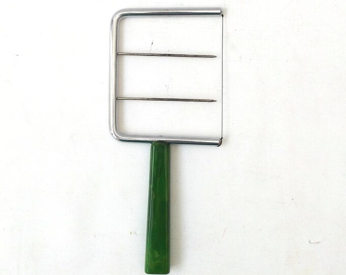 Vintage 1950's Cheese Slicer Bakelite Handle Green Wire Etsy