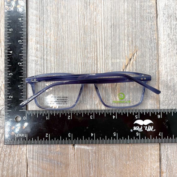Clear Blue Square Eyeglasses Frames: 1990s Vintag… - image 4
