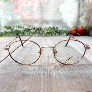 eyeglass frames only matte gold tortoiseshell 47[]18/140 round wire eyeglasses unisex/men/women glasses nos vintage deadstock 1990s fashion