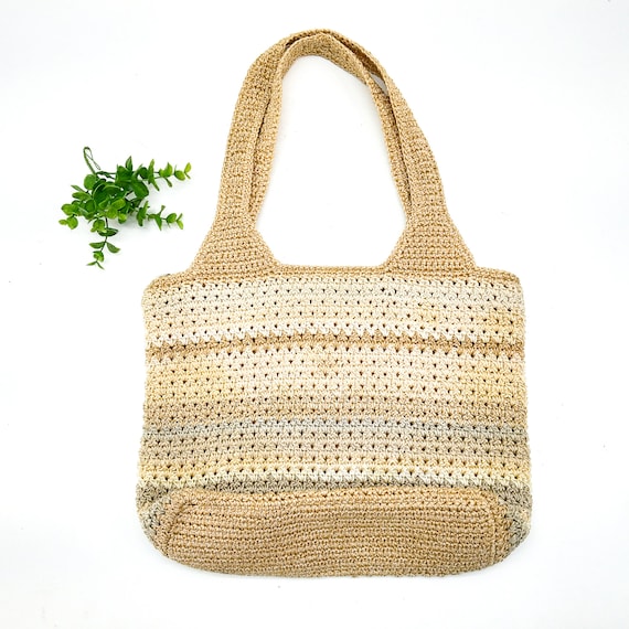 vintage THE SAK purse, beige woven purse, crochet… - image 1
