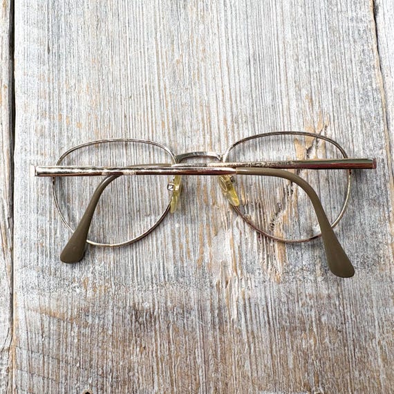 ヴィンテージラウンド眼鏡フレーム：ゴールド＆ブラウン、1990年代
