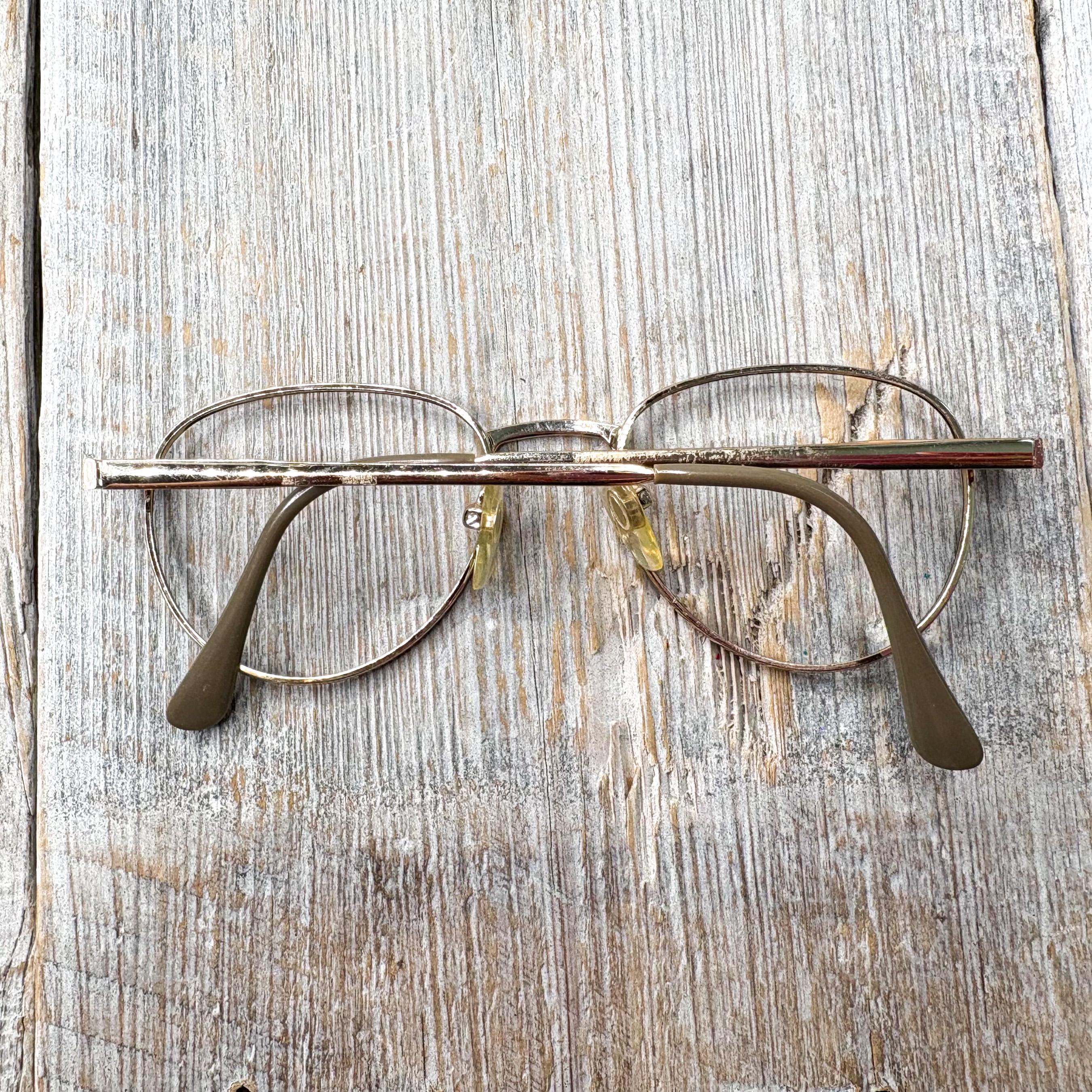 ヴィンテージラウンド眼鏡フレーム：ゴールド＆ブラウン、1990年代