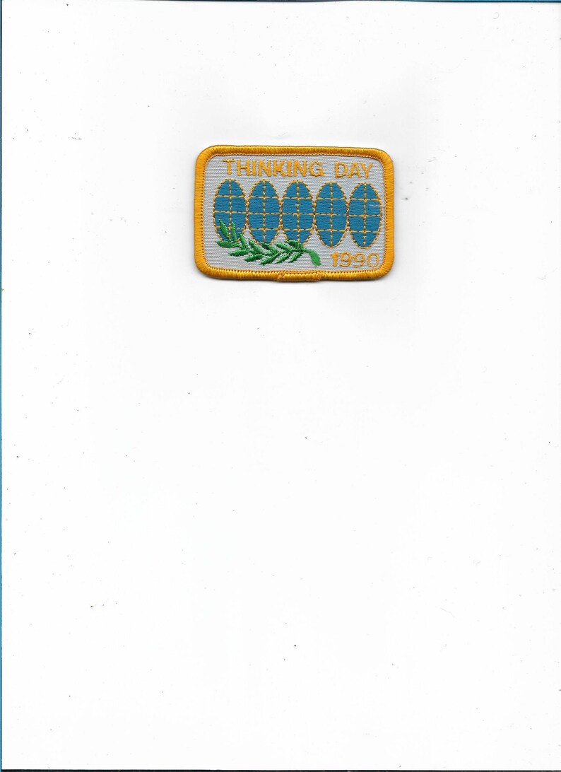Thinking Day 1990 embroidered patch vintage 90s NOS