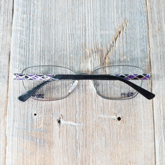 Silver & Purple Square Eyeglass Frames - Vintage … - image 5