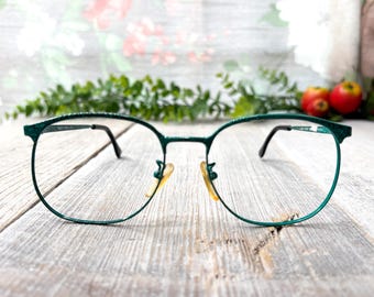 Monturas de gafas redondas vintage de color verde jaspeado: Gafas retro de los años 80
