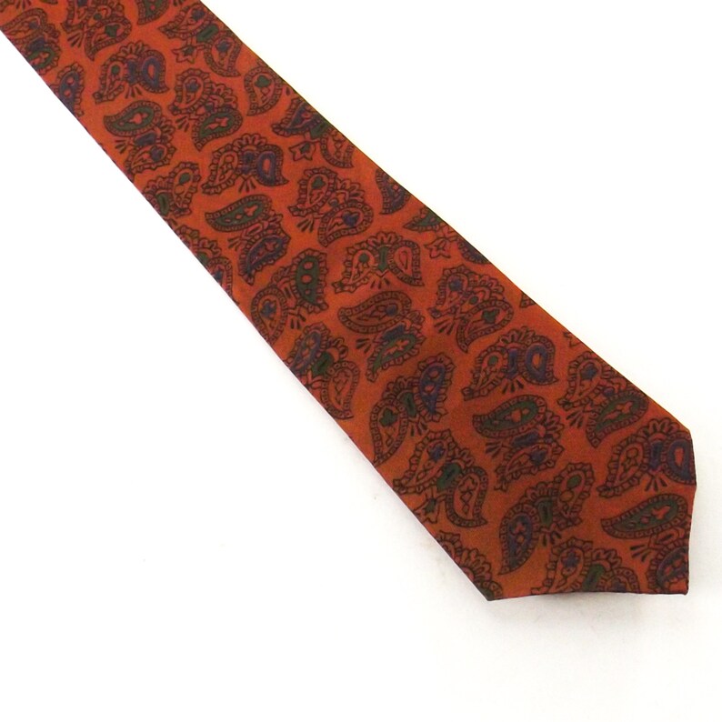 Tie orange rust paisley necktie mens 51 neckties NOS Etsy