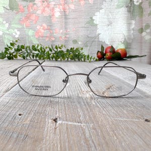 hexagon eyeglass frames only gunmetal glasses deadstock vintage eyewear unisex/men/women fashion accessories 1990s 90s accessory eyeglasses