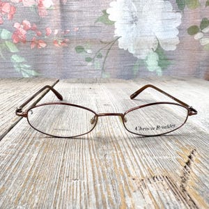 vintage eyeglass frame only eyeglasses 49[]18/130 slim oval brown metal glasses unisex/men/women prescription eyewear deadstock nos fashion