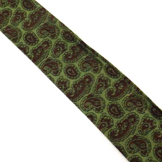 vintage necktie tie green red paisley neckties me… - image 5