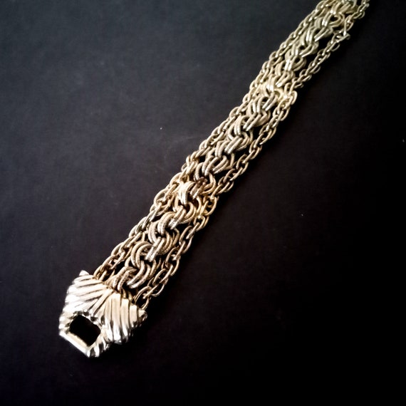 vintage chunky rope bracelet gold metal jewelry - image 5