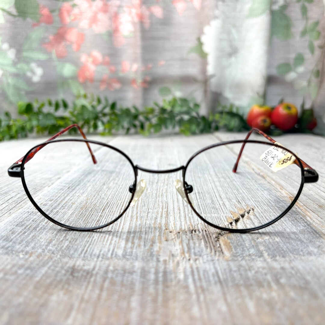 推定20年代 Dark Amber Round frame Vintage Round Eyeglass Frames: Black Tortoiseshell, Unisex 1990s