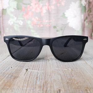 matte black sunglasses square 1990s unisex/men/women deadstock vintage 90s fashion accessories dark black lenses eyewear classic sunglass