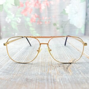 eyeglasses frame only 56[]18/145 square gold aviator eyeglasses unisex/men/women glasses deadstock/vintage/nos prescription 1990s