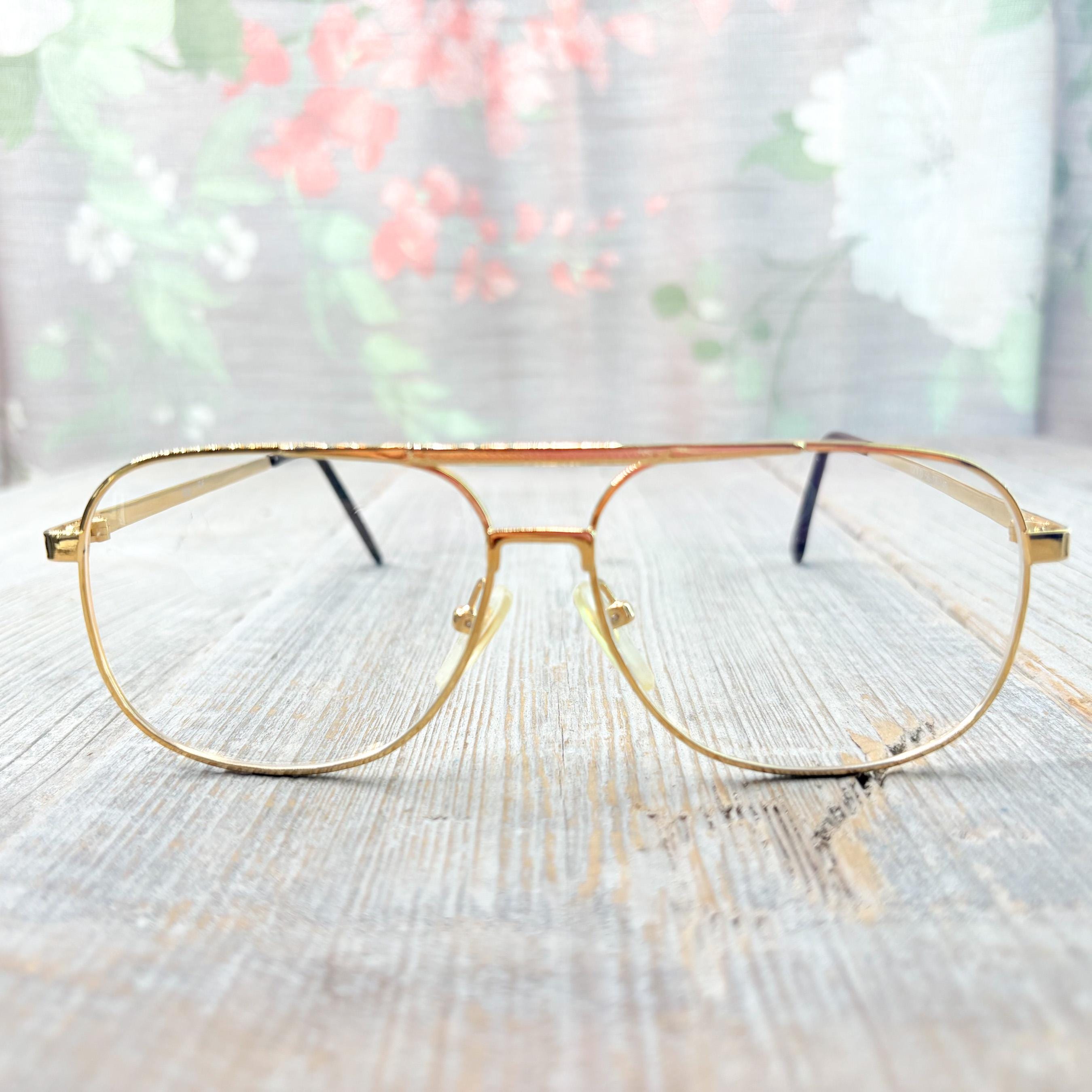 Eyeglasses Frame Only 56[]18/145 Square Gold Aviator