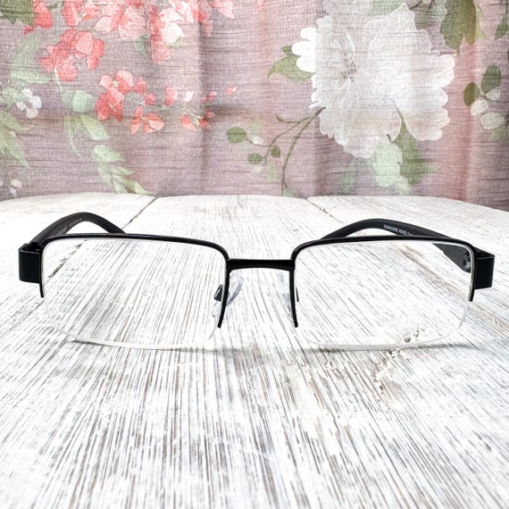 Rectangular Semi-Rimless Reading Glasses Black Me… - image 2