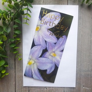 Alles Gute zum Geburtstag Karte Geldhalter Grußkarte Geburtstagswünsche Lila Blumen Vintage Ästhetisch
