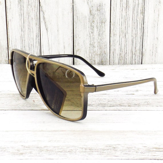 vintage NOS sunglasses | gold sunglasses | square… - image 1