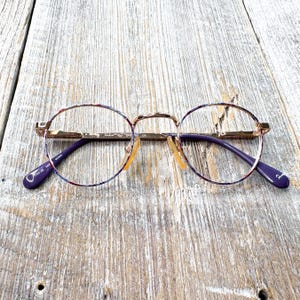 kids eyeglass frames only eyeglasses 40[]20/145 purple-multi light gold round glasses girls/teens/child/children prescription eyewear nos