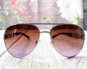 Dam Aviator solglasögon: Lila/Orange Fade-linser