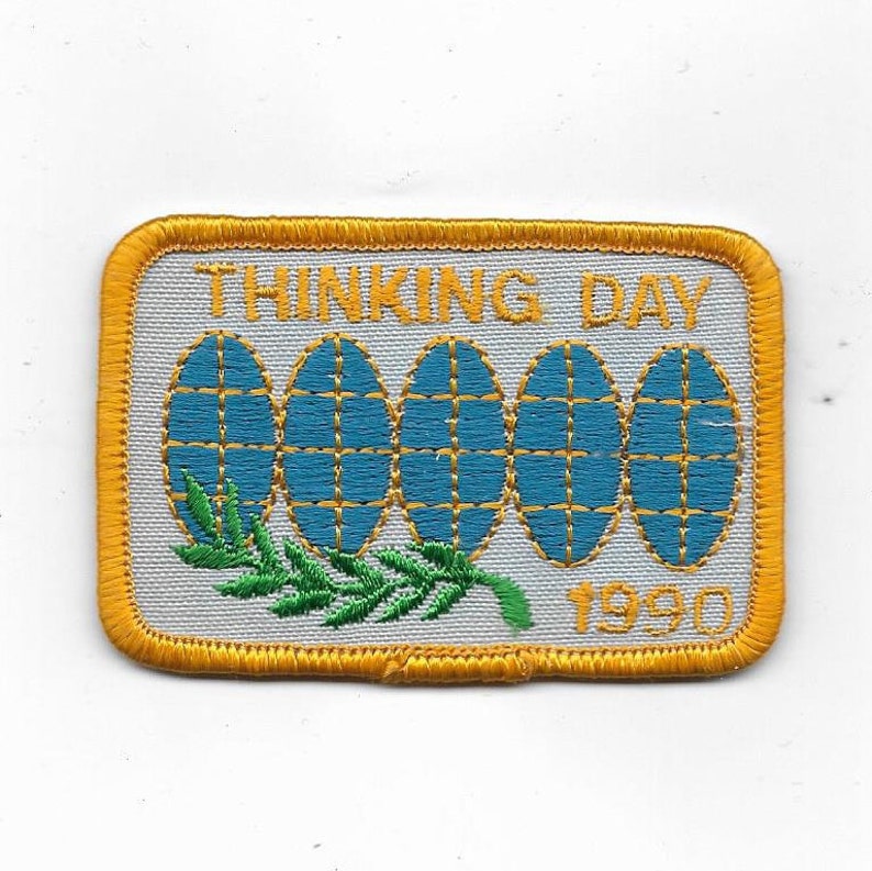 Thinking Day 1990 embroidered patch vintage 90s NOS