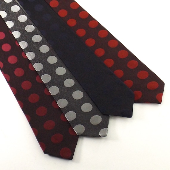 vintage necktie tie polka dot neckties mens 52" N… - image 10
