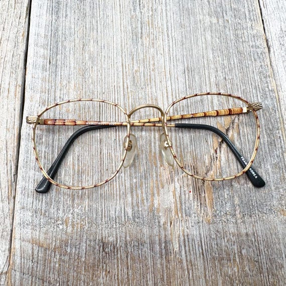 Vintage Square Metal Eyeglass Frames: Beige Multi… - image 6