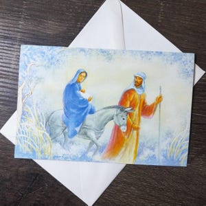 matteo 2:14 cartolina di natale madre maria bambino gesù pastore blu cartolina di auguri religiosa cattolica meraviglia-cuore gioia uomini/donne/mamma/papà