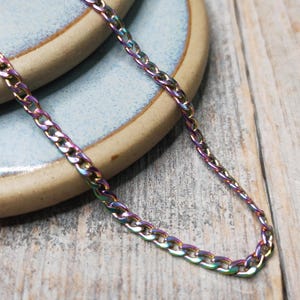 Collar de cadena de eslabones trenzados de arcoíris unisex/hombres/mujeres orgullo