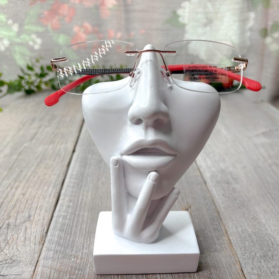Rimless Eyeglass Frames: Gold, Black & Coral - 19… - image 5