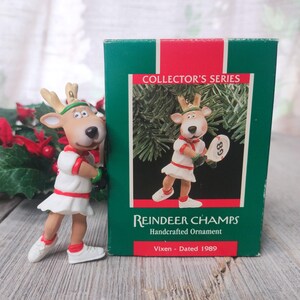 1989 retired ornament vixen reindeer hallmark keepsake tree decoration holiday decor tennis champ female deer original box