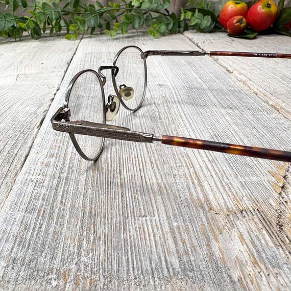 Vintage Tortoiseshell Pewter Round Eyeglasses Fra… - image 3