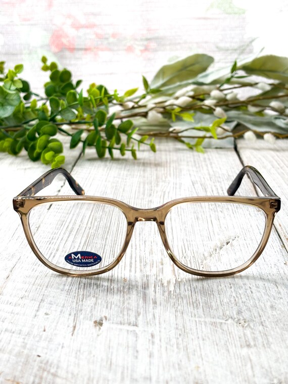 Square Brown Tortoise-Shell Eyeglass Frames: Vint… - image 3