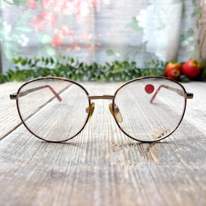 tortoiseshell light gold metal eyeglass frames only 49[]16/130 big round glasses unisex/men/women eyeglasses nos/vintage/deadstock accessory