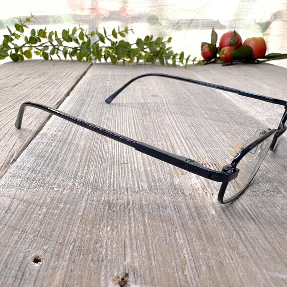 Black Metal Eyeglass Frames: Square Rectangle Vin… - image 2