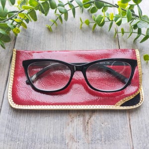 custodia per occhiali in vinile rosso/oro scorte morte accessori vintage per occhiali unisex/uomo/donna accessorio occhiali da sole occhiali occhiali da sole retrò