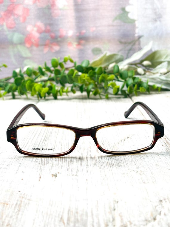 Brown Rectangular Eyeglass Frames: 90's Fashion A… - image 3