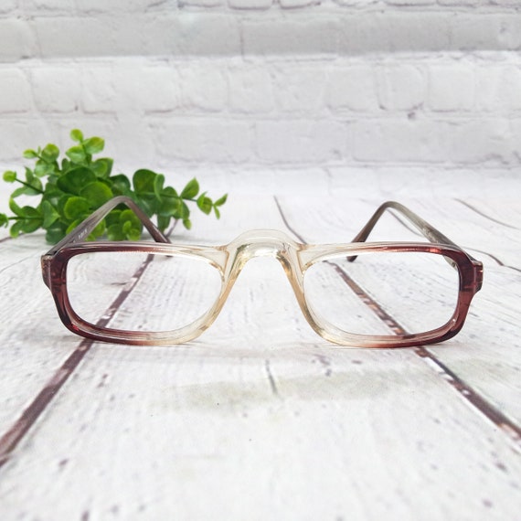 1980s large rectangle eyeglasses brown fade vinta… - image 1