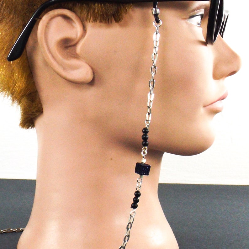 accessories man woman metal link necklace for glasses silver eyeglass chain black purple beads