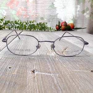 oval eyeglass frame only metallic purple eyeglasses deadstock vintage glasses 1990s fashion accessories 90s unisex/men/women accessory retro