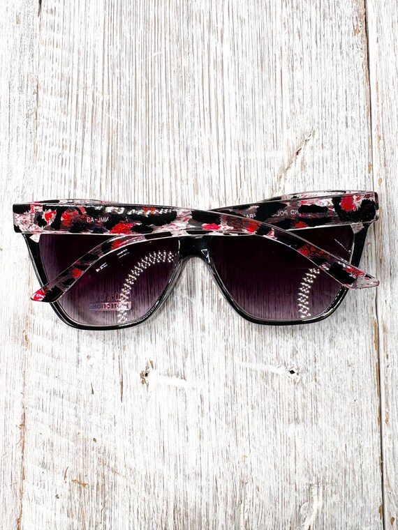Oversized Leopard Print Cat-eye Sunglasses: Clear, Black  display picture 3
