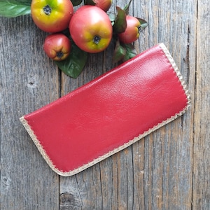 custodia per occhiali rossa con finiture dorate accessori in similpelle piccoli occhiali da sole occhiali da sole accessorio per occhiali unisex/uomo/donna/ragazza/bambino